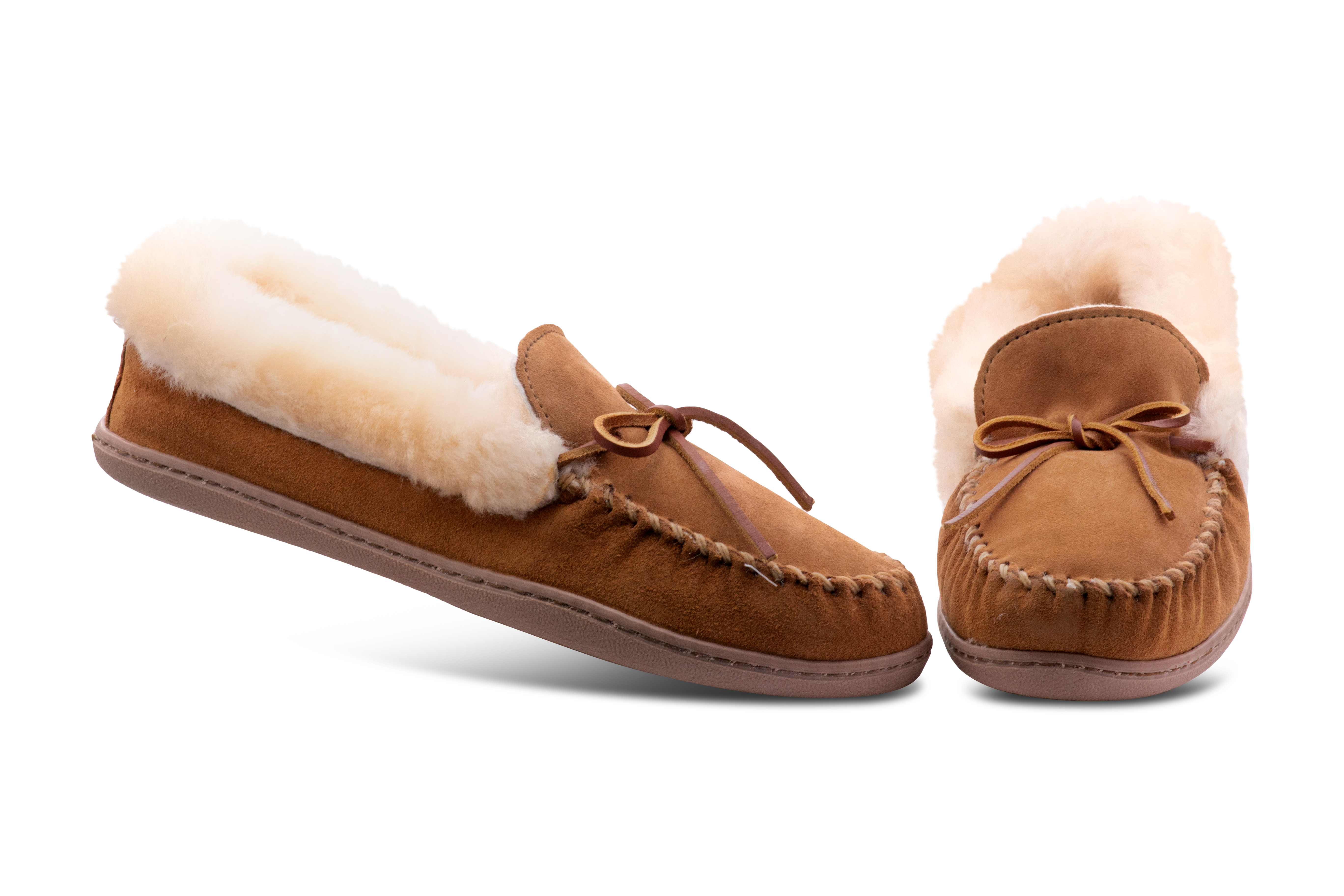 Minnetonka Womens Alpine Sheepskin Moccasin - Golden Tan - Size 9